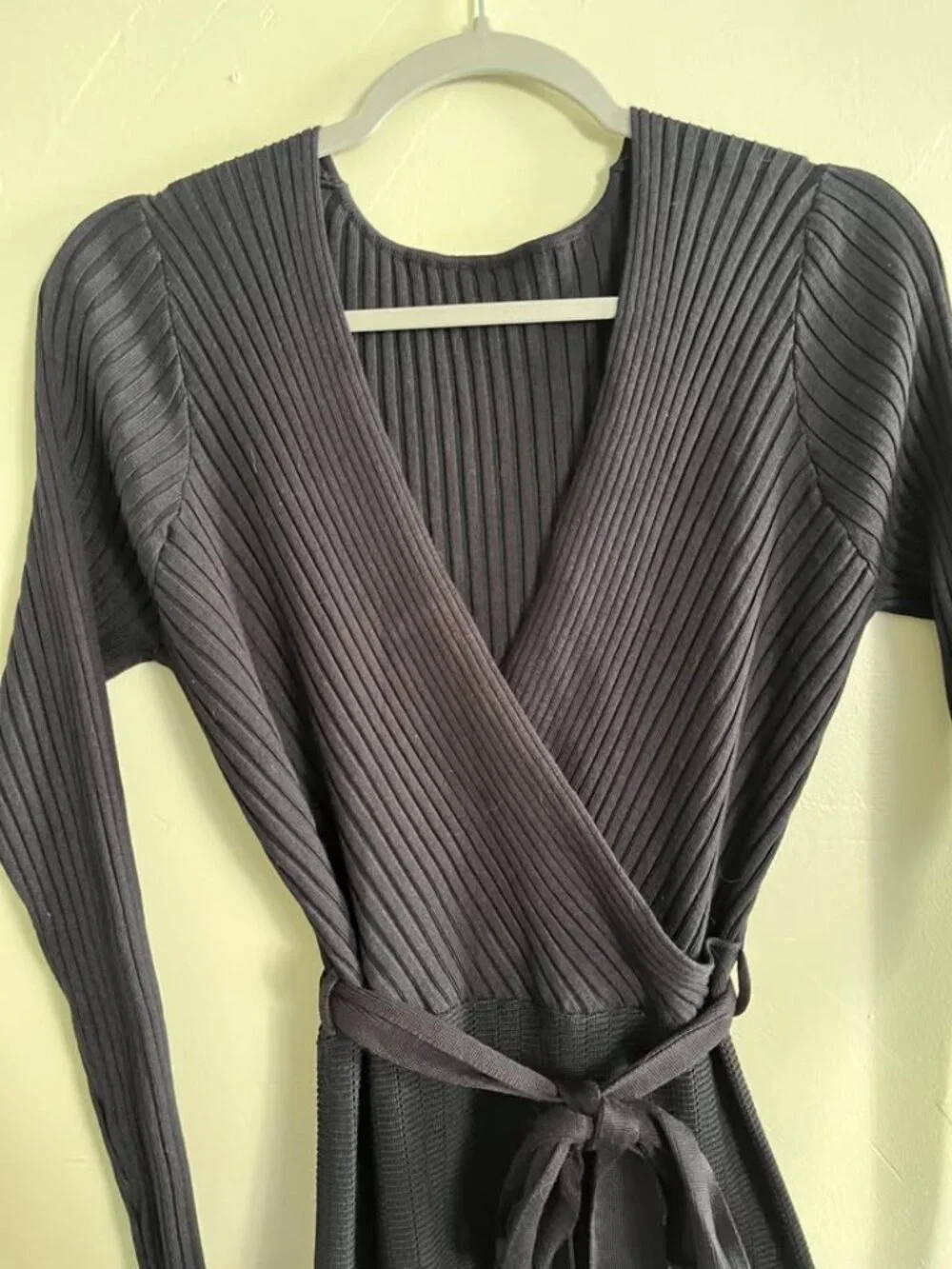 Black wrap sweater dress